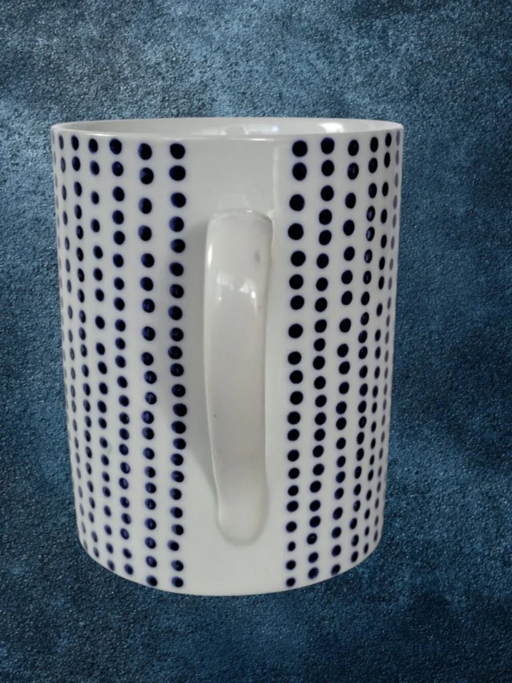WEST ELM Hand-Painted Dotted Mug Blue White China 12oz